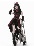 Goth Lolita Punk Velvet Dress Black Set with Corset Detailing  Asymmetric Hem