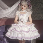 Goth Lolita Purple Sweet Lolita Cute Lolita Skirt Dress Princess JSK Dress Japanese Dark Lace Ruffle Edge Spring Summer