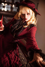 Goth Lolita Vintage Elegant Lolita Dress OP Victorian Lolita Classic Outfit Black Red Gothic Maxi Dresses One Piece Dress
