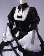 Goth Lolita Vintage Outfit Jacquard Long Dress Style Rococo Dress  Hallowmas Which Costume Cosplay