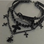 Gothic Black Necklace Belt Buckle Lolita Accessory Cross Star Chocker