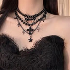 Gothic Black Necklace Belt Buckle Lolita Accessory Cross Star Chocker