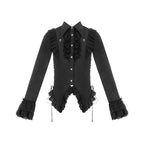 Gothic Black and White Long-sleeved Waist Shirt Lolita Inside Blouse Shirt