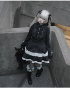 Gothic Black and White Long-sleeved Waist Shirt Lolita Inside Blouse Shirt