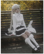 Gothic Black and White Long-sleeved Waist Shirt Lolita Inside Blouse Shirt