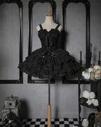 Gothic Cross Ruffles Lace Lolita Outfit JSK Hot Girl