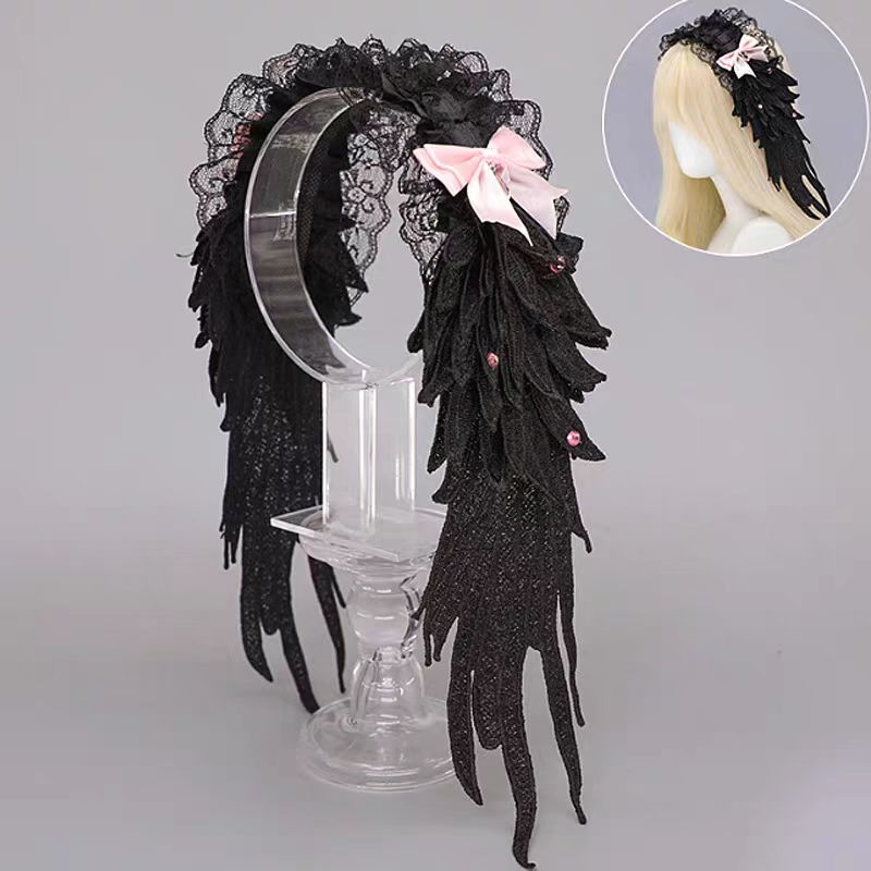 This gothic dark angel wing headband is inspired by Harajuku subculture and Lolita fashion. Designed with bold wing details, it blends punk attitude with a mysterious gothic charm. The unique shape adds dramatic flair, while the dark tones highlight elegance and rebellion. Perfect for cosplay, parties, or alternative fashion styling, it makes a striking accessory for creative self-expression.
