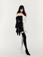 Gothic Dark Black and White Court Dress Light Lolita