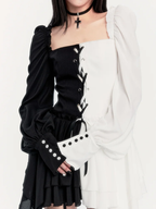 Gothic Dark Black and White Court Dress Light Lolita
