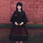 Gothic Dark Pleated Skirt OP Autumn Fake Two-piece Large Skirt Lolita