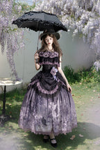 The Black Purple Gothic Lolita Skirt Set is designed to combine sweet details with a dark, elegant charm. Featuring a sleeveless cut, layered ruffles, and delicate lace, it creates a graceful yet dramatic silhouette. The striking black and purple tones enhance its mysterious aura, while bow accents add a touch of sweetness. Perfect for Halloween, themed events, or daily gothic styling, this set embodies the unique balance of Gothic and Sweet Lolita fashion.