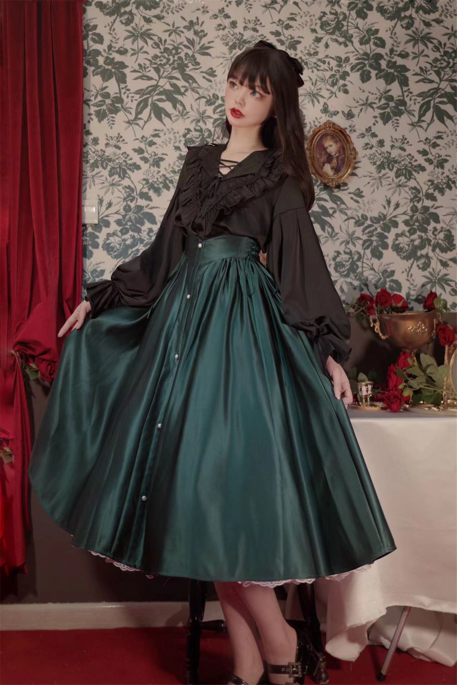 Embrace timeless elegance with our Elegant Melody set, blending Gothic charm with light Lolita grace. This coordinated ensemble features a delicate blouse and an A-line skirt designed to create a flattering silhouette. Intricate lace details and vintage-inspired accents evoke a sense of poetic romance, while the dark color palette adds depth and sophistication. Perfect for tea parties or evening gatherings, this set offers a harmonious balance between classic refinement and wearable comfort. Pre-order now t