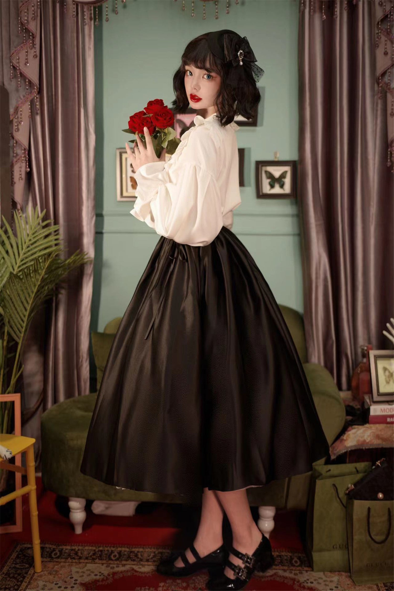 Embrace timeless elegance with our Elegant Melody set, blending Gothic charm with light Lolita grace. This coordinated ensemble features a delicate blouse and an A-line skirt designed to create a flattering silhouette. Intricate lace details and vintage-inspired accents evoke a sense of poetic romance, while the dark color palette adds depth and sophistication. Perfect for tea parties or evening gatherings, this set offers a harmonious balance between classic refinement and wearable comfort. Pre-order now t