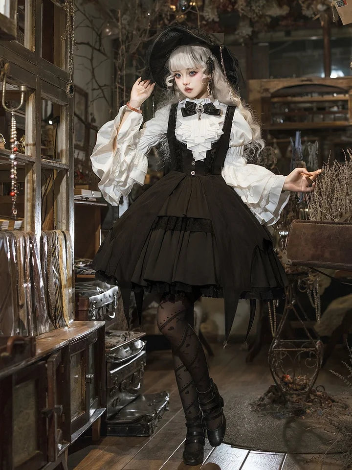 Gothic Lolita Classic Dresses Halloween Costume Magical Girl Daily Autumn Dress Elegant Outfit Witch Hat