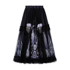 Gothic Lolita Dark Skeleton Ghost Dress Elegant Top and Skirt Set