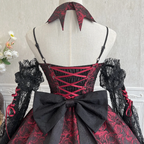 Gothic Lolita Dark Wind Black Red Rose Jacquard Gorgeous JSK Dress Halloween Costume Vampire
