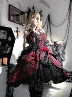 Gothic Lolita Dark Wind Black Red Rose Jacquard Gorgeous JSK Dress Halloween Costume Vampire
