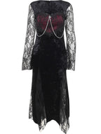 Design Concept:
This Gothic Lolita dress in black combines dark elegance with dramatic flair. Featuring delicate lace detailing and a fishtail hem, the dress embodies a vintage-inspired silhouette perfect for a bold, subcultural look. Designed for a striking Gothic aesthetic, it is ideal for Halloween, cosplay events, or themed gatherings. If you need matching outerwear or accessories, please contact customer service.