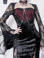 Design Concept:
This Gothic Lolita dress in black combines dark elegance with dramatic flair. Featuring delicate lace detailing and a fishtail hem, the dress embodies a vintage-inspired silhouette perfect for a bold, subcultural look. Designed for a striking Gothic aesthetic, it is ideal for Halloween, cosplay events, or themed gatherings. If you need matching outerwear or accessories, please contact customer service.