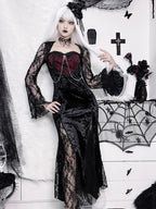 Design Concept:
This Gothic Lolita dress in black combines dark elegance with dramatic flair. Featuring delicate lace detailing and a fishtail hem, the dress embodies a vintage-inspired silhouette perfect for a bold, subcultural look. Designed for a striking Gothic aesthetic, it is ideal for Halloween, cosplay events, or themed gatherings. If you need matching outerwear or accessories, please contact customer service.
