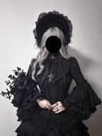 Gothic Lolita Dress Elegant Bat Sleeve Dress for Women Plus Size Dark Academia Dress for Halloween Cosplay