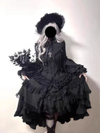 Gothic Lolita Dress Elegant Bat Sleeve Dress for Women Plus Size Dark Academia Dress for Halloween Cosplay
