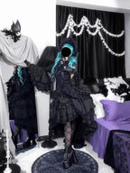 Gothic Lolita Dress Elegant Bat Sleeve Dress for Women Plus Size Dark Academia Dress for Halloween Cosplay