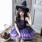 Design Concept:
This Gothic Lolita dress set in silver and purple features a bodycon silhouette, combining dark elegance with a sexy, mystical aesthetic. Designed for a bold Gothic look, it embodies the allure of a vampire witch and is ideal for Halloween, cosplay events, or themed gatherings. The set includes the dress and matching hat, creating a complete outfit for a striking Gothic appearance. If you need additional outerwear or accessories, please contact customer service.