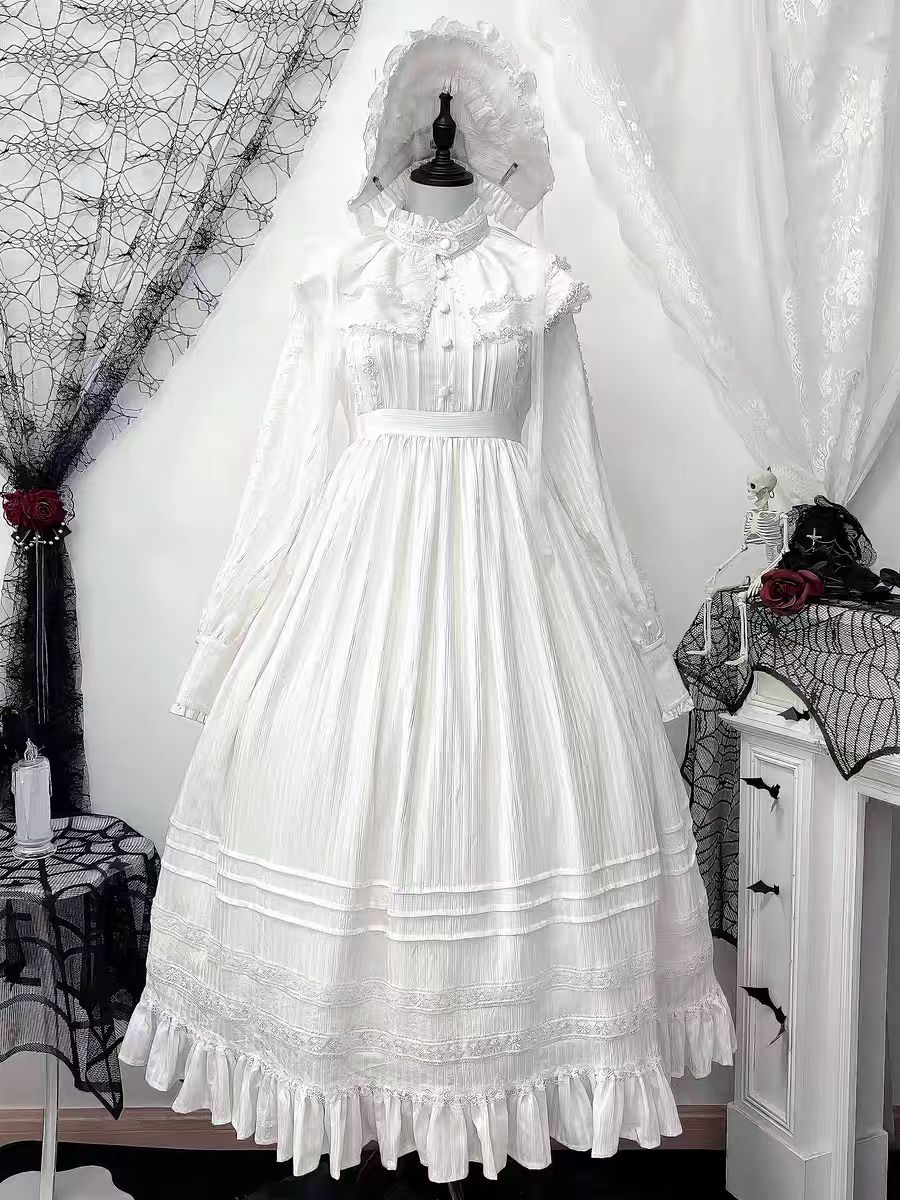 Gothic Lolita Dress White Nun Style Dark Religious JSK Outfit