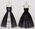 Gothic Lolita Elegant Printing JSK Cape Dresses Black White Rococo Dress Vintage Which Costume