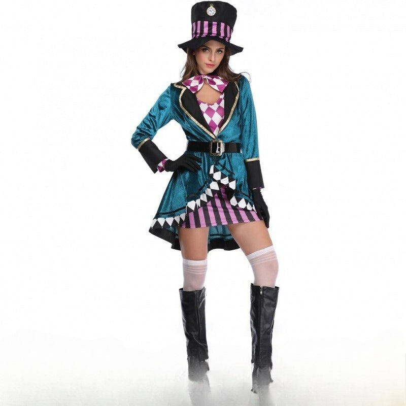 Gothic Lolita Halloween Magician Costume for Women Circus Stage Cosplay Outfit