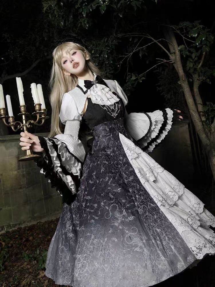 The Halloween Gothic Punk Lolita Dress is designed to merge dark elegance with playful cosplay charm. Featuring a strap-style silhouette with gothic details, it balances femininity and a bold, edgy aesthetic. The design draws inspiration from princess-like Lolita fashion while adding punk-inspired accents, making it versatile for Halloween parties, themed events, or daily dark-style outfits. It captures the mysterious, dramatic essence of Gothic Lolita with a modern, stylish twist.