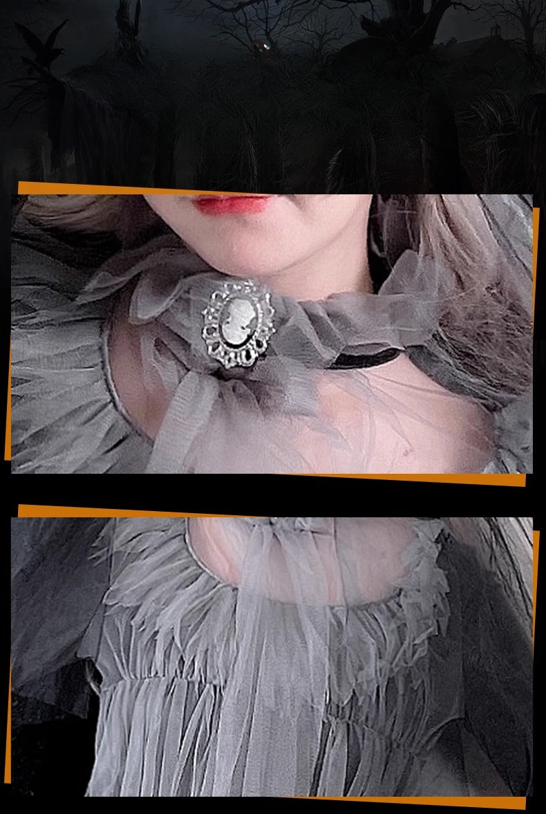 Unleash supernatural elegance in this multi-inspired Halloween costume that merges ghostly bridal aesthetics with undead horror. This gown features tattered lace detailing, blood-stained accents, and ethereal silhouettes that transform you into a haunting vision. Perfect for酒吧派对, theatrical performances, or trick-or-treat events, the dress combines vampire mystique, witch mystery and zombie horror in one unforgettable ensemble. Crafted with premium materials for movement and impact, it includes dramatic sle