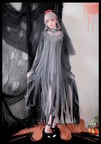 Unleash supernatural elegance in this multi-inspired Halloween costume that merges ghostly bridal aesthetics with undead horror. This gown features tattered lace detailing, blood-stained accents, and ethereal silhouettes that transform you into a haunting vision. Perfect for酒吧派对, theatrical performances, or trick-or-treat events, the dress combines vampire mystique, witch mystery and zombie horror in one unforgettable ensemble. Crafted with premium materials for movement and impact, it includes dramatic sle