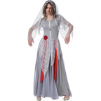 The Gothic Lolita Vampire Ghost Bride Costume blends dark elegance with haunting allure. Featuring flowing layers, gothic lace, and eerie vampire-inspired accents, this dress captures the mysterious charm of a ghost bride. Perfect for Halloween parties, cosplay events, or stage performances, it creates a dramatic and unforgettable look that balances gothic sophistication with spooky fantasy.