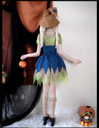 Unleash your Halloween spirit in this versatile costume dress perfect for witches, scarecrows, or clown-themed parties. This dress features a mystical silhouette with tattered accents and playful details that capture the essence of classic Halloween characters. The adjustable design allows for customizable styling with layered skirts and detachable accessories. Made from quality materials with eerie yet elegant detailing, this outfit is perfect for costume parties, trick-or-treat events, or haunted gatherin