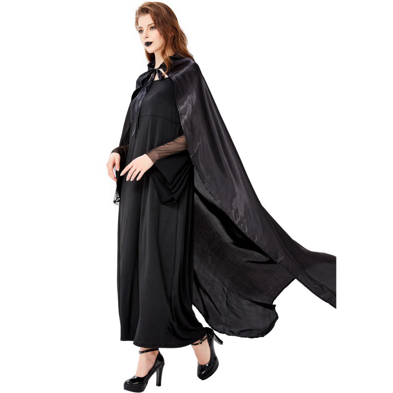Gothic Lolita Halloween Witch Queen Cloak Costume for Women Vampire Sorceress Stage Dress