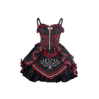 Gothic Lolita JSK Dress Dark Style Black Red Slim Fit Outfit