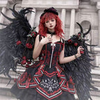 Gothic Lolita JSK Dress Dark Style Black Red Slim Fit Outfit