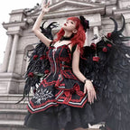 Gothic Lolita JSK Dress Dark Style Black Red Slim Fit Outfit
