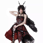 Design Concept:
This Gothic Lolita JSK features a striking red hue with delicate lace accents, combining dark, elegant aesthetics with a bold, subcultural edge. Designed for a classic Lolita silhouette, the dress balances dramatic flair with refined tailoring, making it ideal as a statement piece for tea parties, themed gatherings, or daily Lolita wear. If you need matching outerwear or accessories, please contact customer service.
