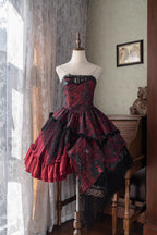 Design Concept:
This Gothic Lolita JSK features a striking red hue with delicate lace accents, combining dark, elegant aesthetics with a bold, subcultural edge. Designed for a classic Lolita silhouette, the dress balances dramatic flair with refined tailoring, making it ideal as a statement piece for tea parties, themed gatherings, or daily Lolita wear. If you need matching outerwear or accessories, please contact customer service.