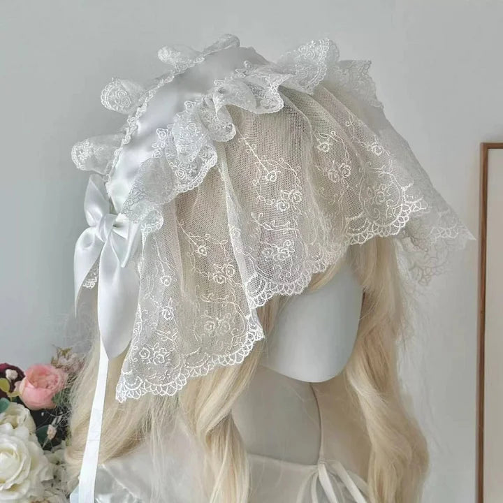 Gothic Lolita Lace Hair accessory Halloween Dark Headband Nun Style Veil