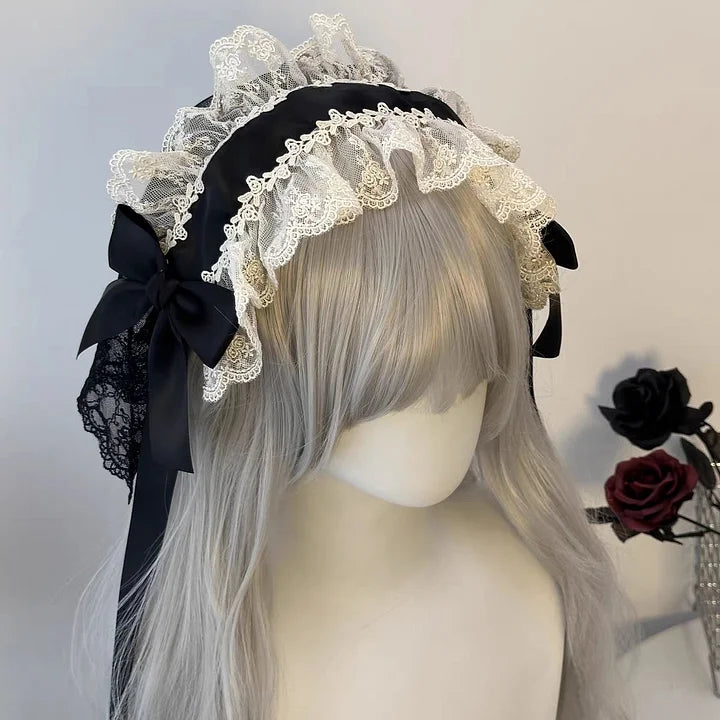 Gothic Lolita Lace Hair accessory Halloween Dark Headband Nun Style Veil