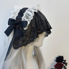 Gothic Lolita Lace Hair accessory Halloween Dark Headband Nun Style Veil