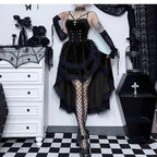 Embrace dark allure in this striking Gothic maid dress, where classic Lolita elegance meets daring contemporary style. The bold red and black color scheme creates a dramatic visual impact, accentuated by intricate lace detailing and a figure-flattering silhouette. This cheeky dress combines traditional maid aesthetics with provocative Lolita elements, perfect for cosplay events or making a bold fashion statement. The sensual cut and Gothic charm create an unforgettable look that balances innocence with unde