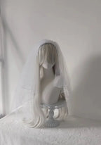Gothic Lolita Nun Veil Black and White Cross Halloween Headwear and Accessories