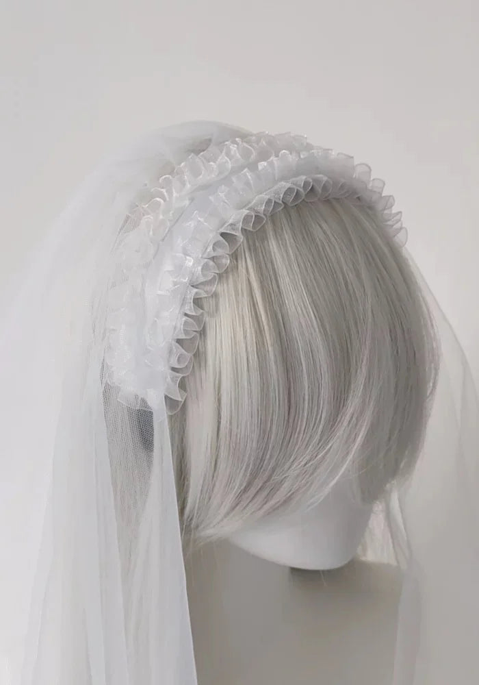 Gothic Lolita Nun Veil Black and White Cross Halloween Headwear and Accessories