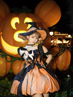 Gothic Lolita Pumpkin Witch JSK Dress Orange Princess Halloween Cosplay Outfit