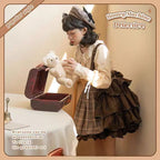 Gothic Lolita Brown Punk Strap SK Skirt Original Detective Side Opening British Outfit